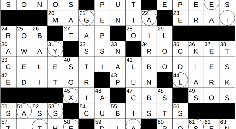 0104 23 NY Times Crossword 4 Jan 23 Wednesday NYXCrossword