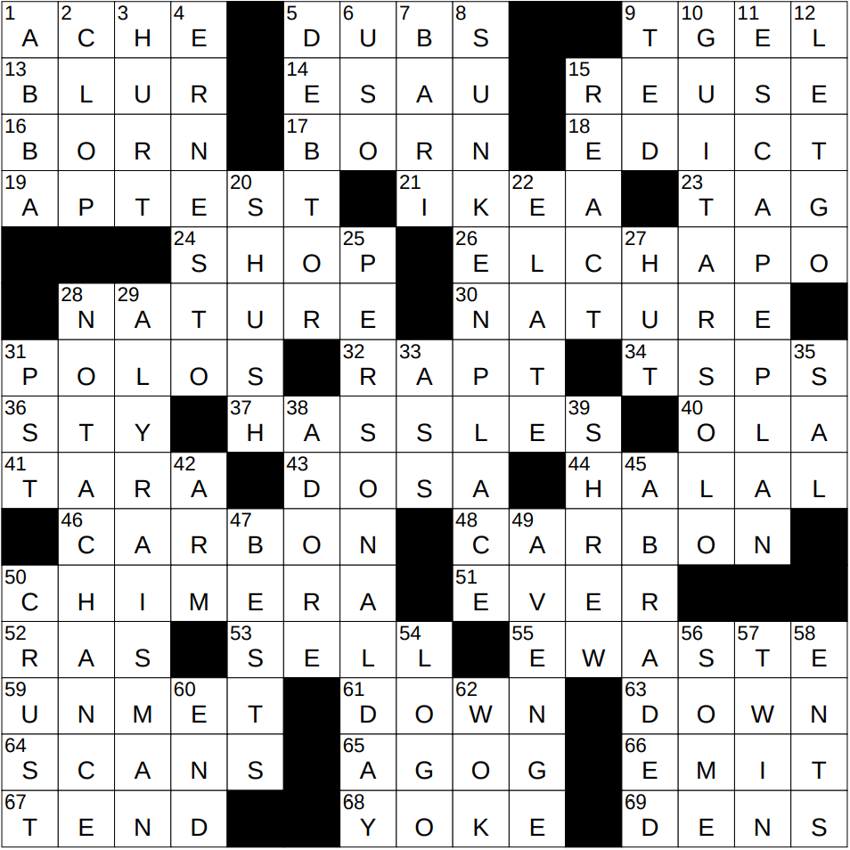0306 25 NY Times Crossword 6 Mar 25 Thursday NYXCrossword