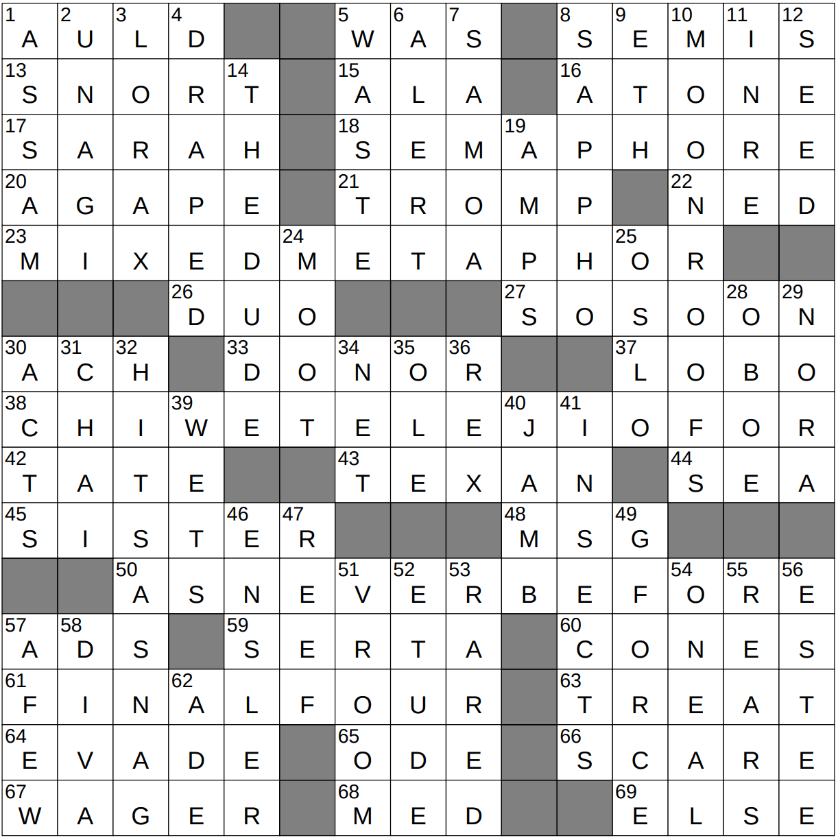 0313 24 NY Times Crossword 13 Mar 24 Wednesday NYXCrossword