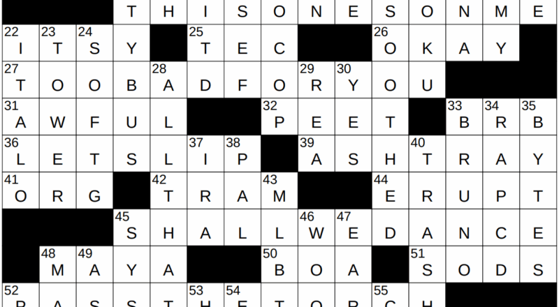 0509 22 NY Times Crossword 9 May 22 Monday NYXCrossword