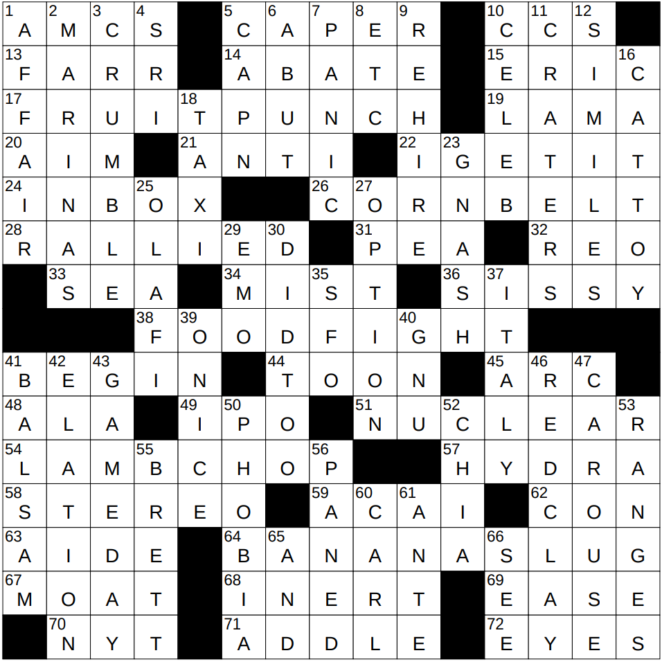 0513 25 NY Times Crossword 13 May 25 Tuesday NYXCrossword