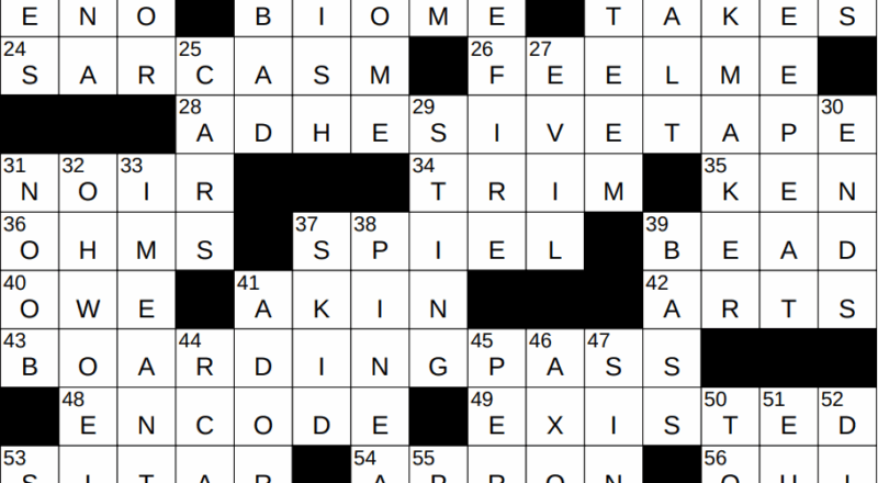 0719 23 NY Times Crossword 19 Jul 23 Wednesday NYXCrossword