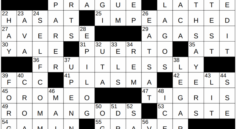 0807 25 NY Times Crossword 7 Aug 25 Thursday NYXCrossword