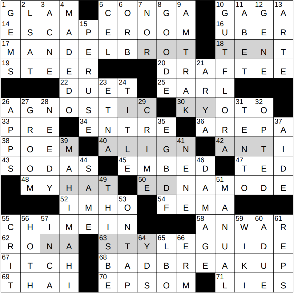 0827 24 NY Times Crossword 27 Aug 24 Tuesday NYXCrossword