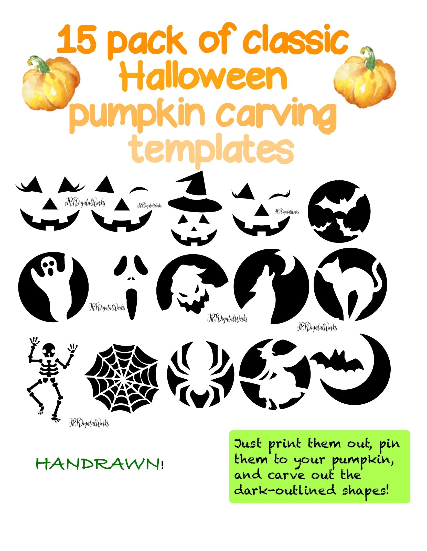 15 HANDRAWN Digital Printable Pumpkin Carving Stencils templates Etsy 15 HANDRAWN Digital Printable Pumpkin Carving Stencils templates Etsy