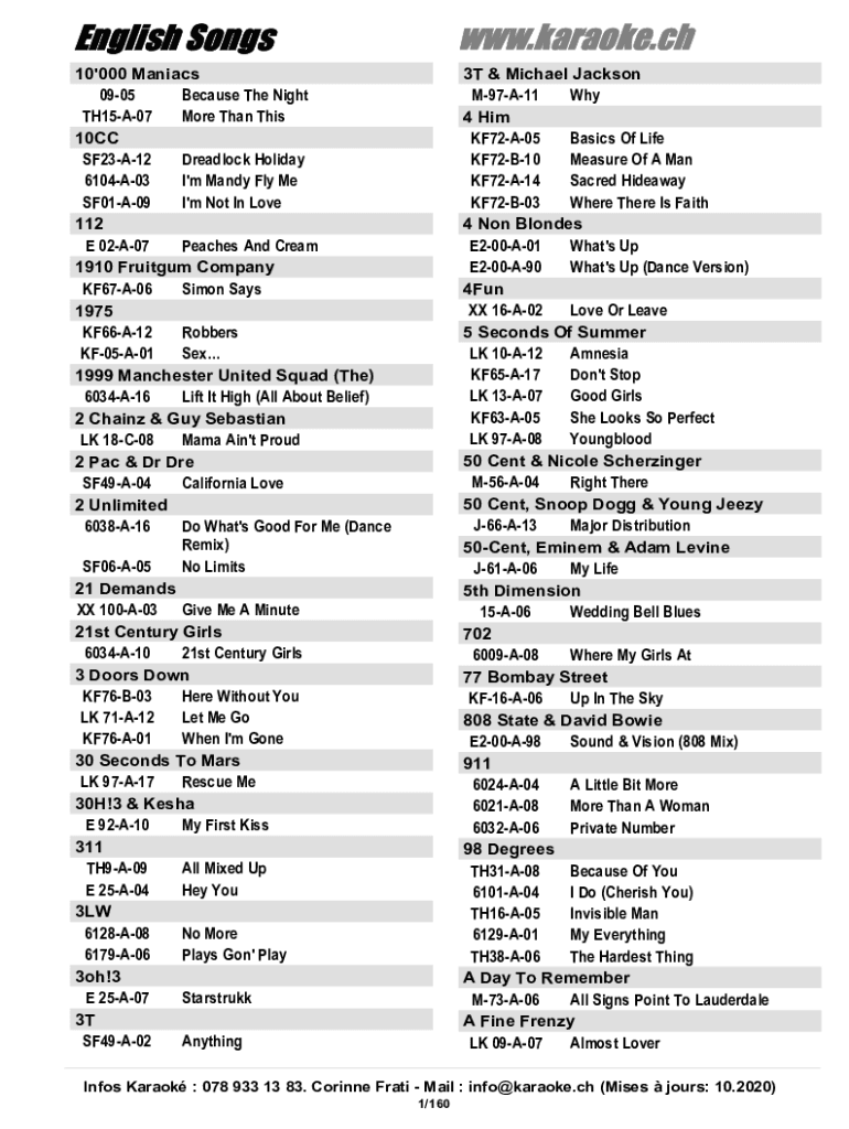 free printable karaoke list templates
