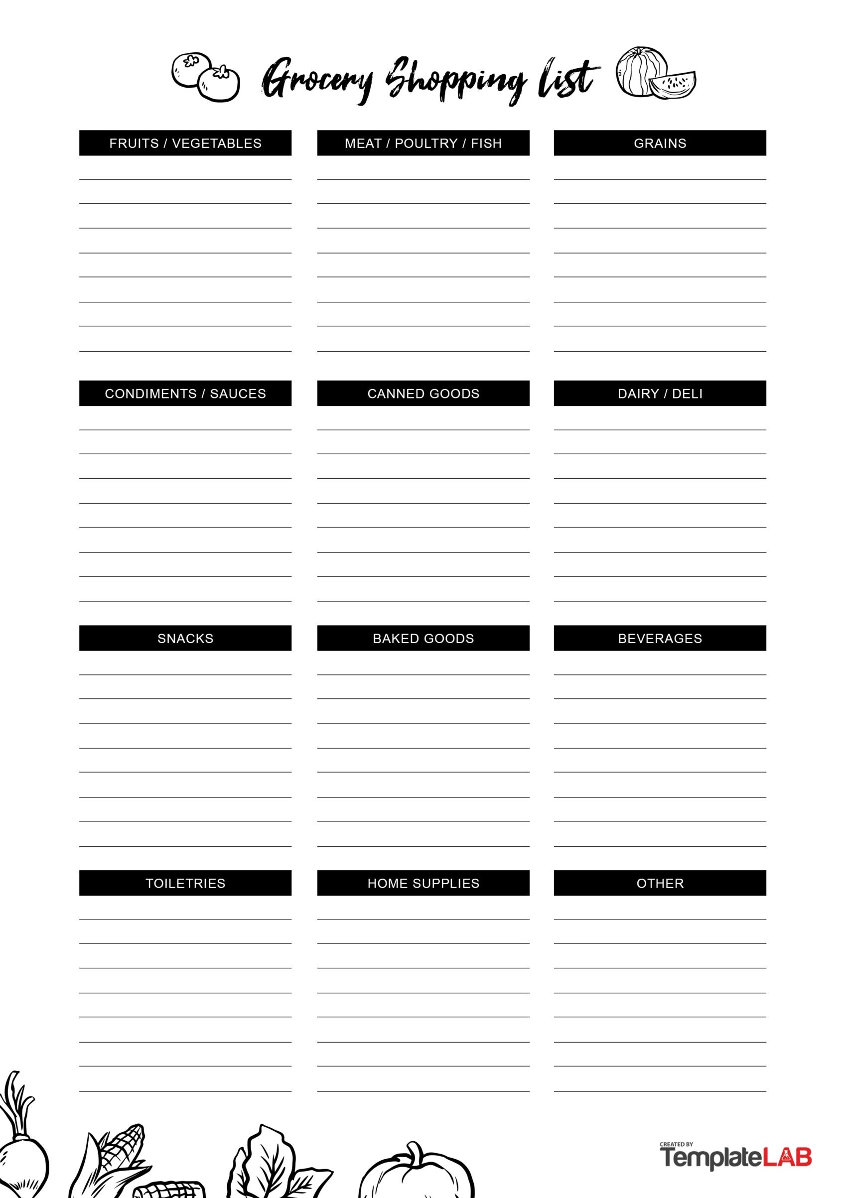 24 Printable Grocery List Templates Shopping Lists  24 Printable Grocery List Templates Shopping Lists