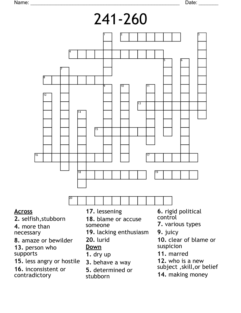 241 260 Crossword WordMint
