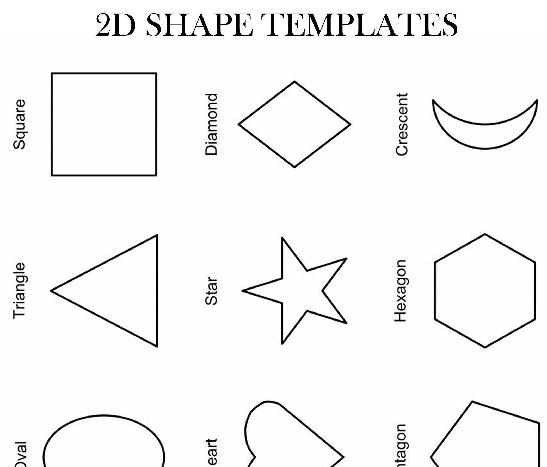 2D Shapes To Print Shape Templates Colour In Kids Arts And Crafts Jpg A4 Template Download Etsy