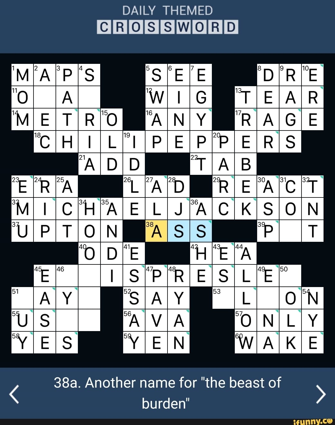 38a Another Name For the Beast Of Burden IFunny