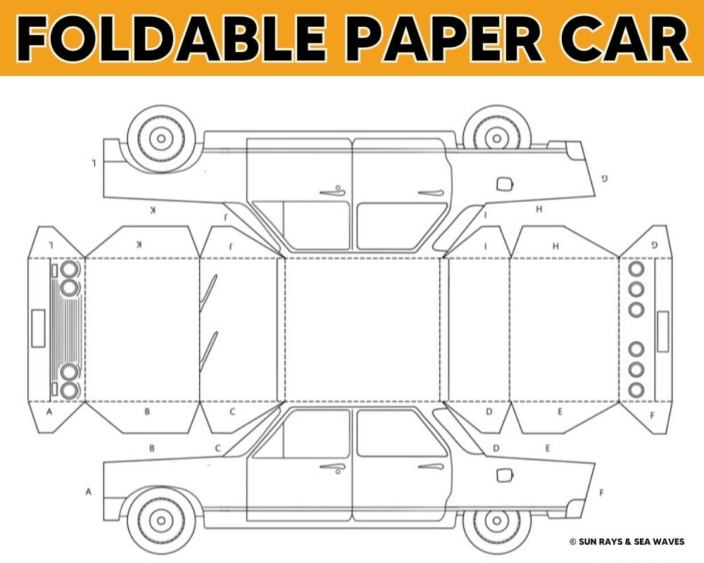 3D Foldable Paper Car Printable Download Color Cut Fold Glue Impala Car Etsy