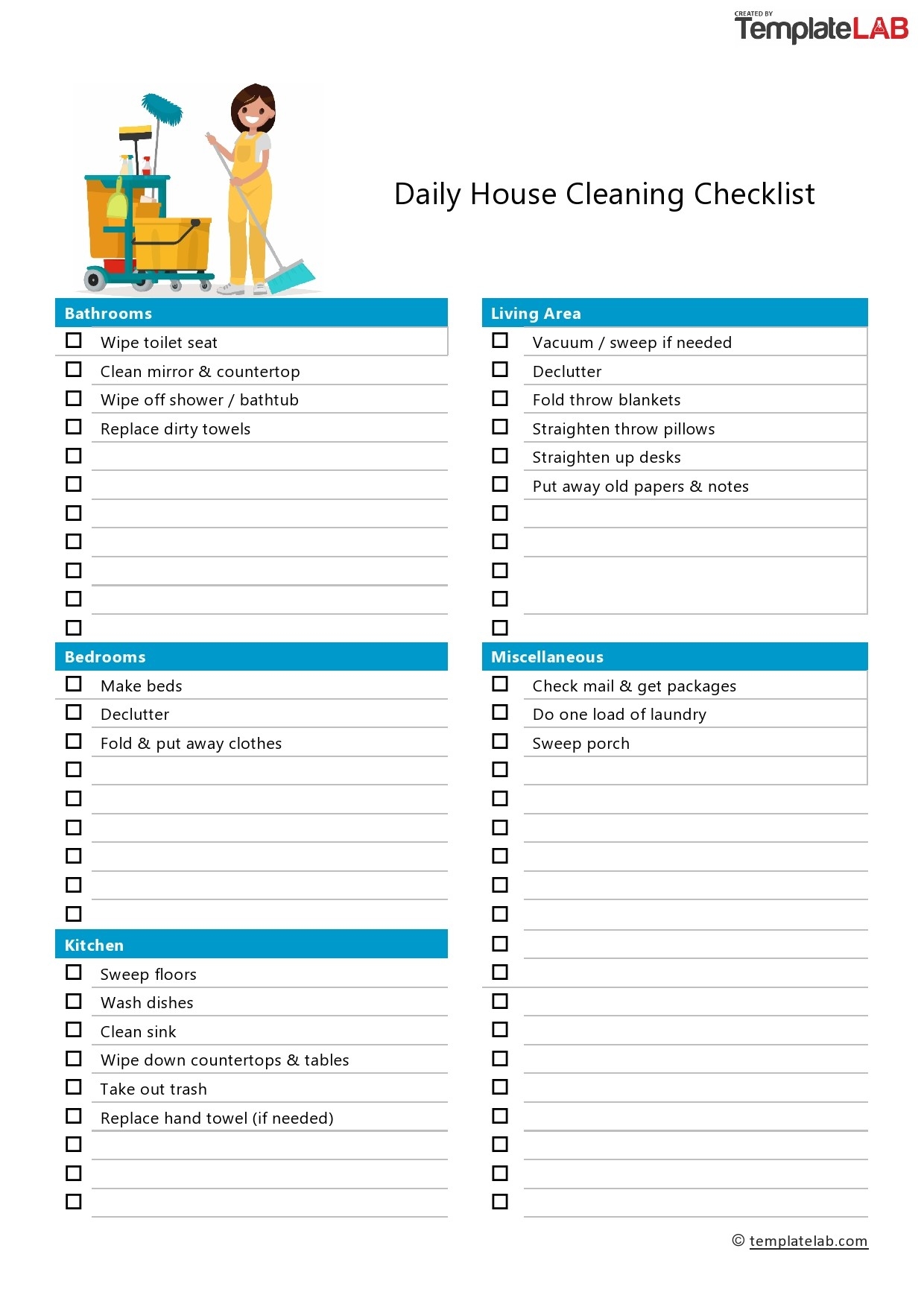 printable cleaning schedule template