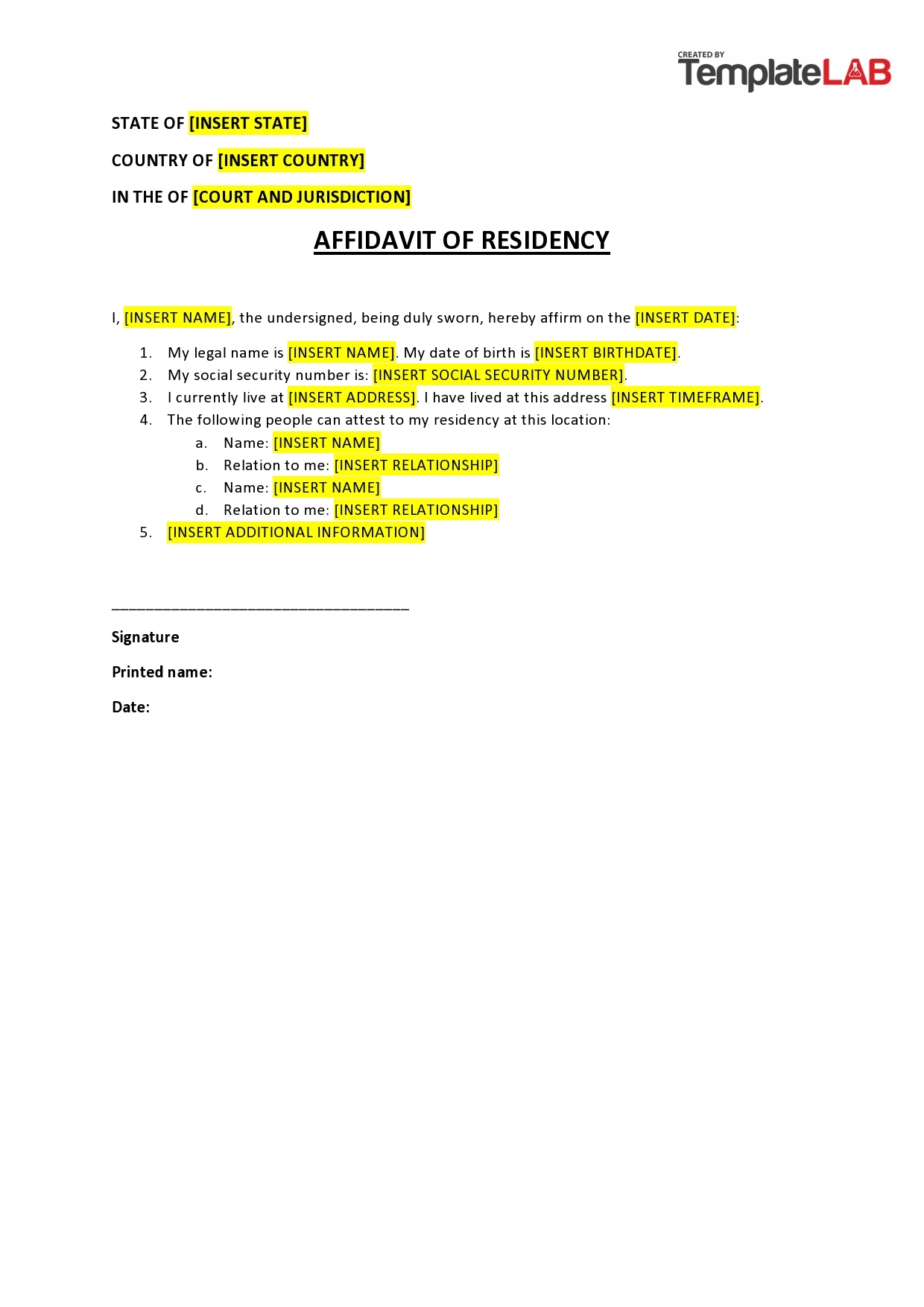 60 Free Affidavit Templates Forms Word PDF TemplateLab 60 Free Affidavit Templates Forms Word PDF TemplateLab