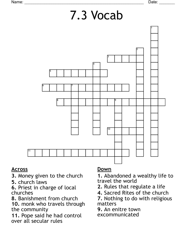 7 3 Vocab Crossword WordMint