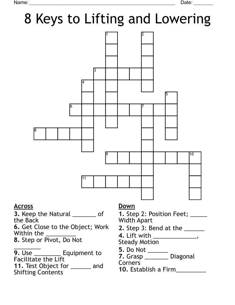 8 Keys To Lifting And Lowering Crossword WordMint 8 Keys To Lifting And Lowering Crossword WordMint