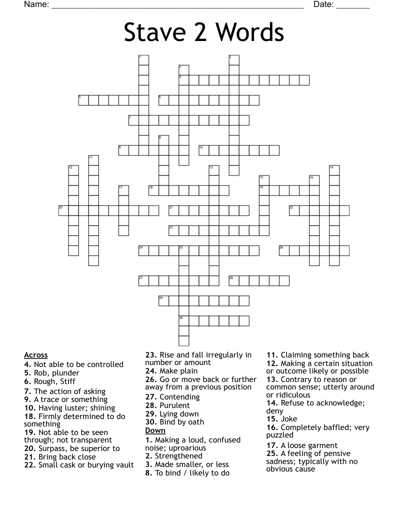 A Christmas Carol Stave 2 Words Crossword WordMint
