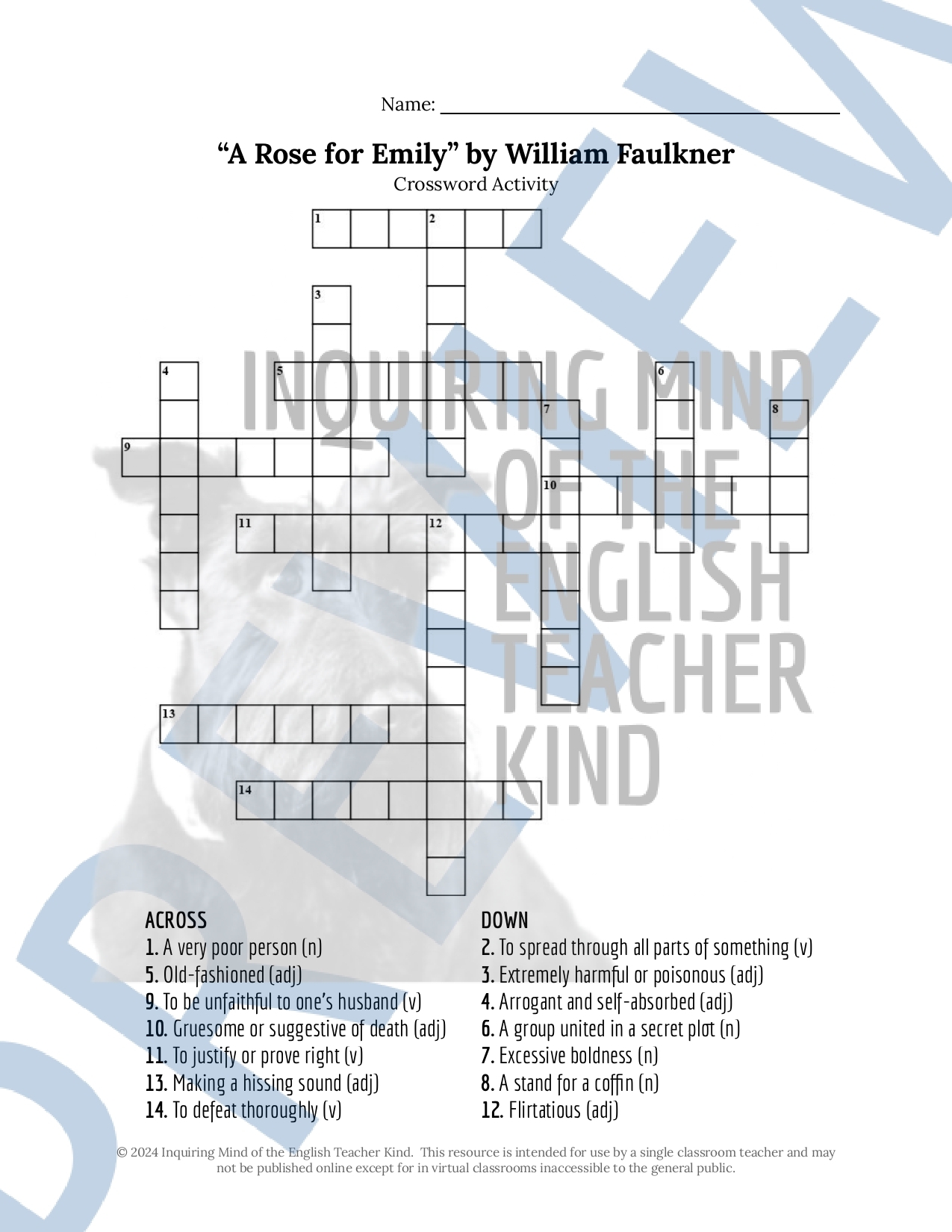 A Rose For Emily By William Faulkner Vocabulary Games For High School Classful A Rose For Emily By William Faulkner Vocabulary Games For High School Classful