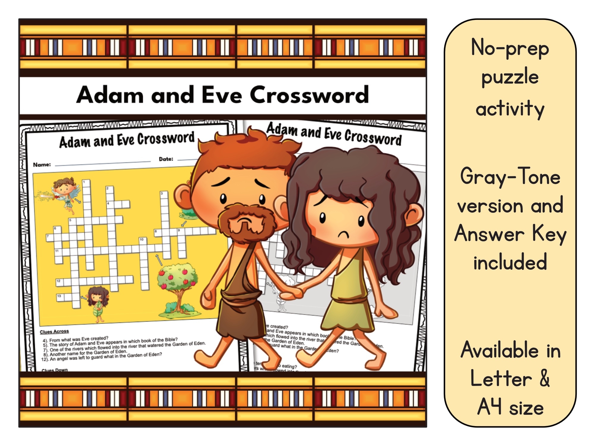 Adam And Eve Crossword Puzzle Printable Made By Teachers