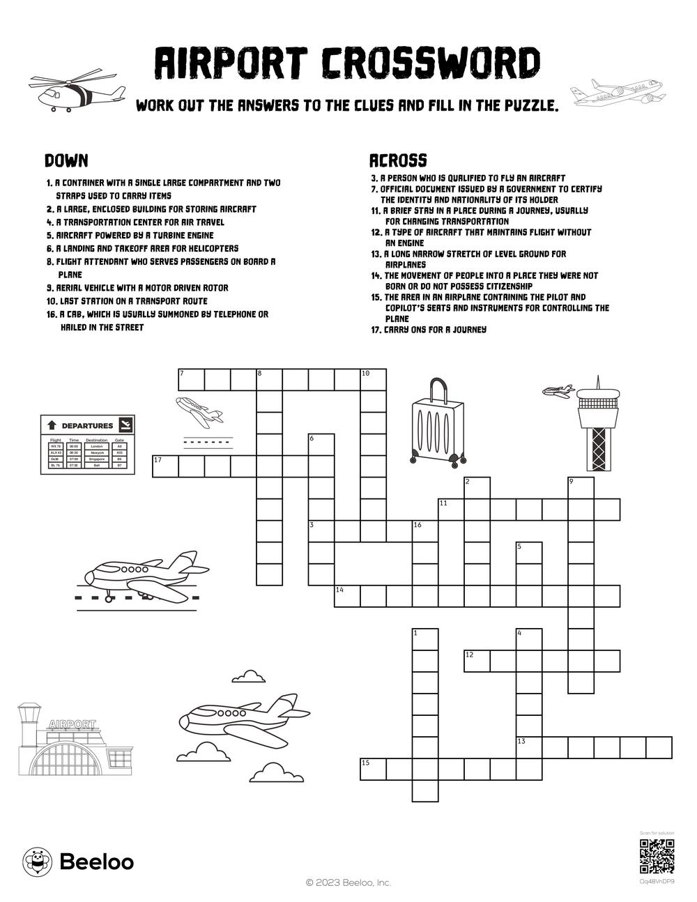 Airport Crossword Beeloo Printable Crafts And Activities For Kids Airport Crossword Beeloo Printable Crafts And Activities For Kids