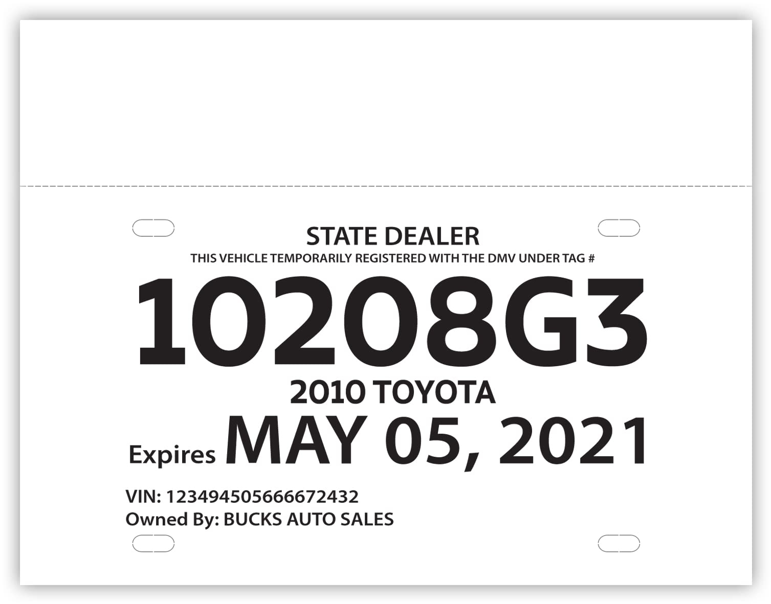 Amazon Blank Printable Car Dealer Tear Resistant Temporary Tags License Plates 8 Mil 1 Tear Off Portion Package Of 100 Office Products
