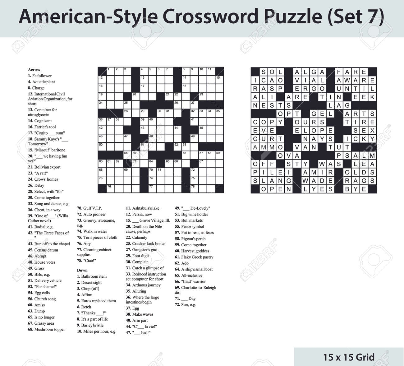 American Style Crossword Puzzle With A 15 X 15 Grid Includes Blank Crossword Grid Clues And Solution Royalty Free SVG Cliparts Vectors And Stock Illustration Image 166978089  American Style Crossword Puzzle With A 15 X 15 Grid Includes Blank Crossword Grid Clues And Solution Royalty Free SVG Cliparts Vectors And Stock Illustration Image 166978089