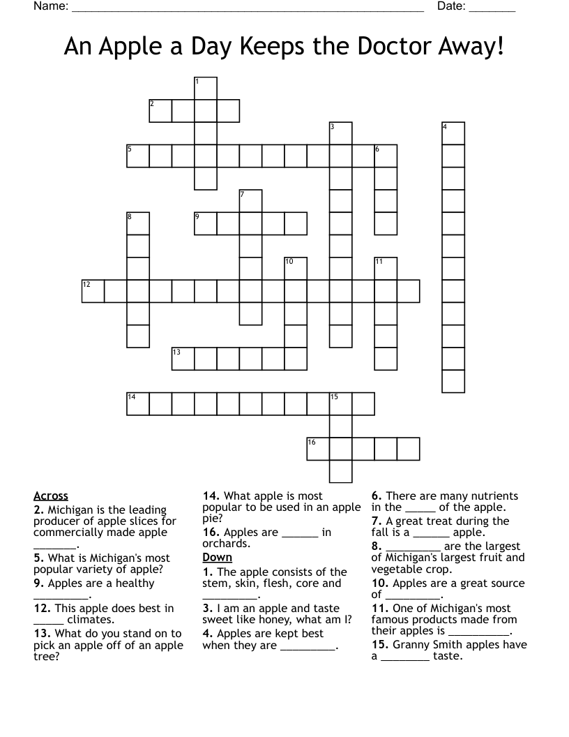 An Apple A Day Keeps The Doctor Away Crossword WordMint