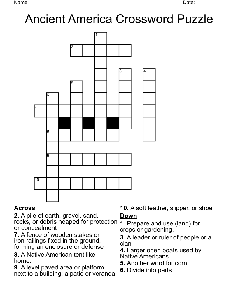 Ancient America Crossword Puzzle WordMint Ancient America Crossword Puzzle WordMint