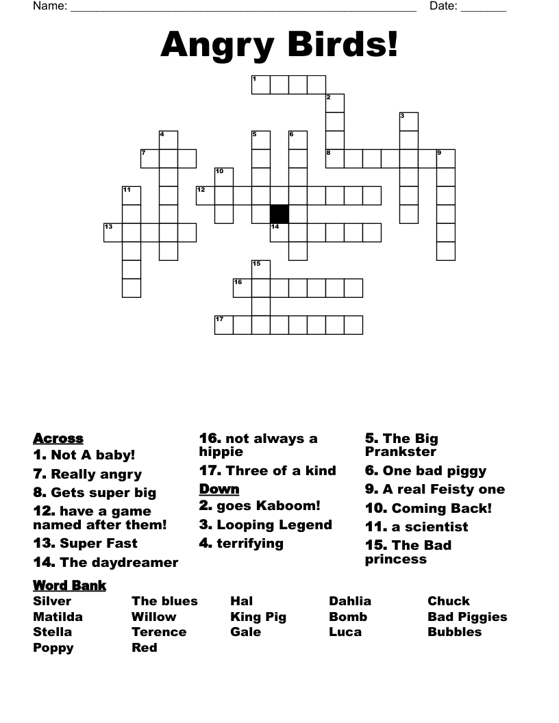 Angry Birds Crossword WordMint