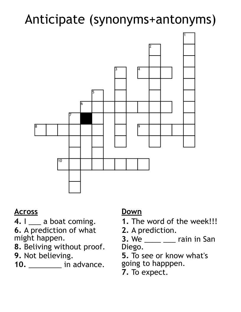 Anticipate synonyms antonyms Crossword WordMint Anticipate synonyms antonyms Crossword WordMint