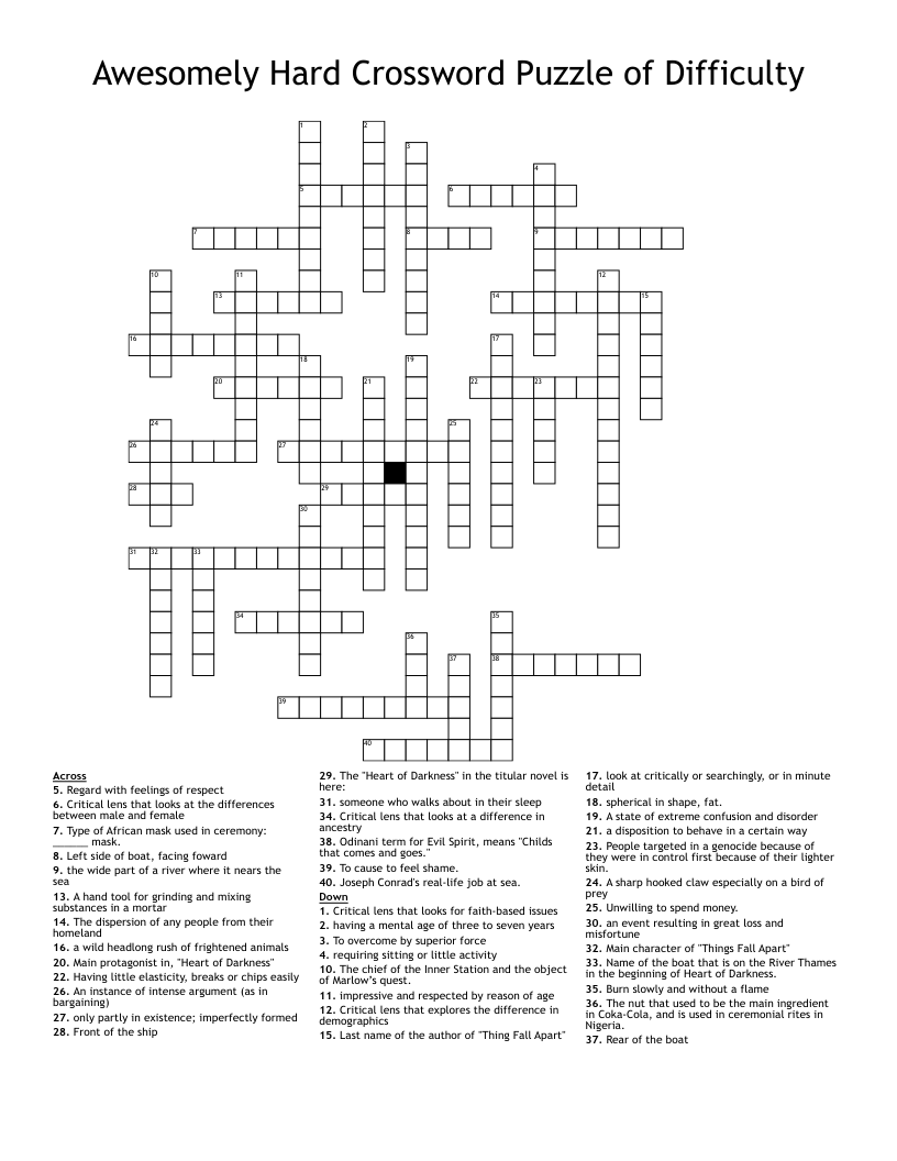 Awesomely Hard Crossword Puzzle Of Difficulty WordMint Awesomely Hard Crossword Puzzle Of Difficulty WordMint