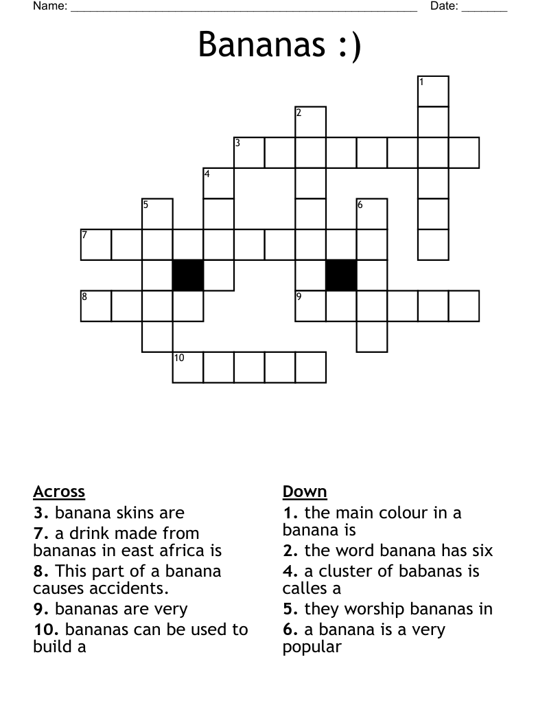 Bananas Crossword WordMint Bananas Crossword WordMint