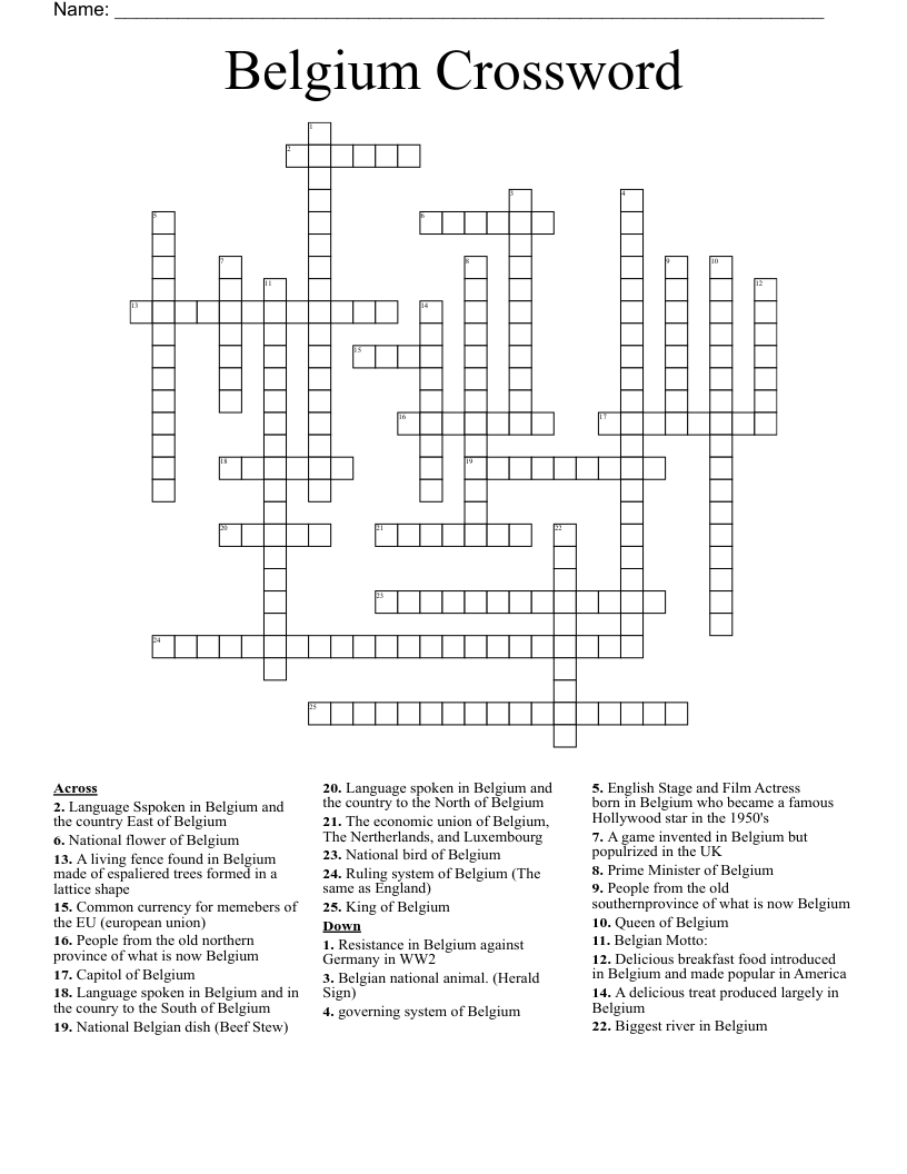 Belgium Crossword WordMint