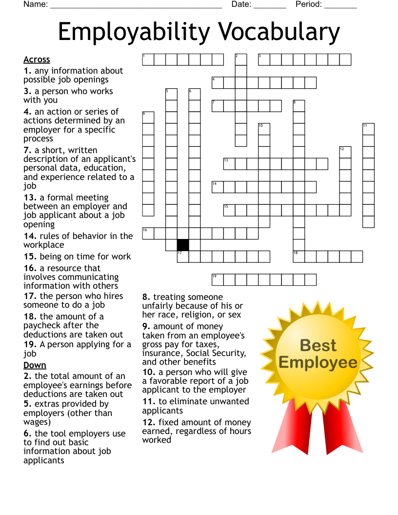 Benefit Terms Crossword WordMint