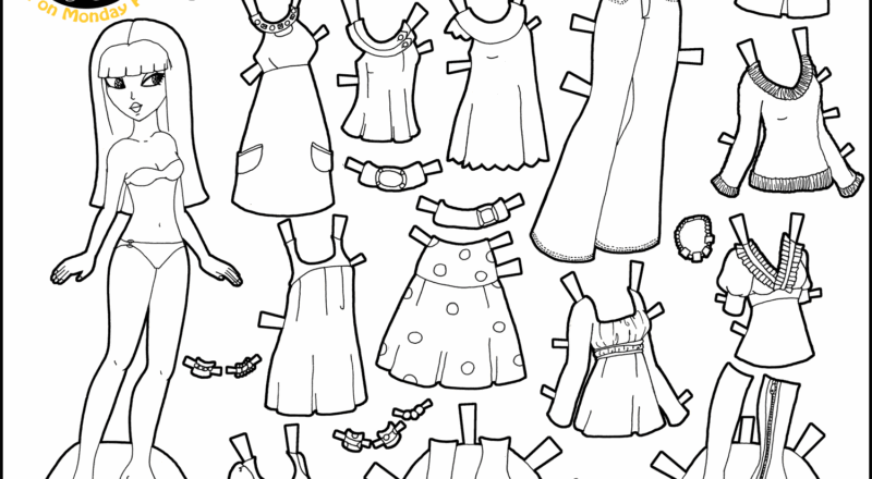 Black And White Printable Paper Doll Modern Girl
