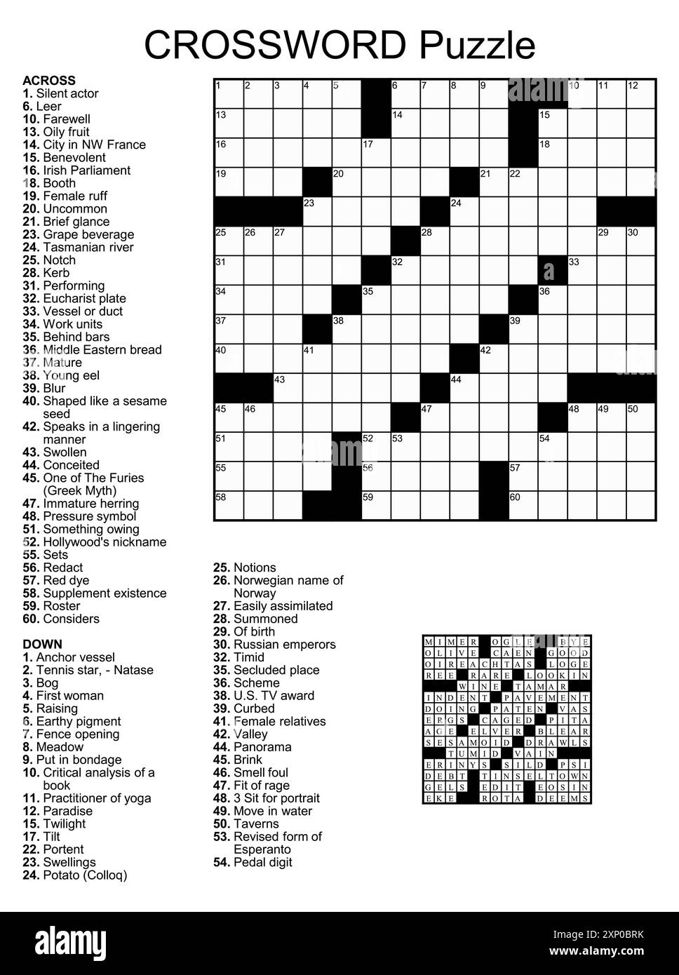 Blank Newspaper Crossword Clues Cut Out Stock Images Pictures Alamy