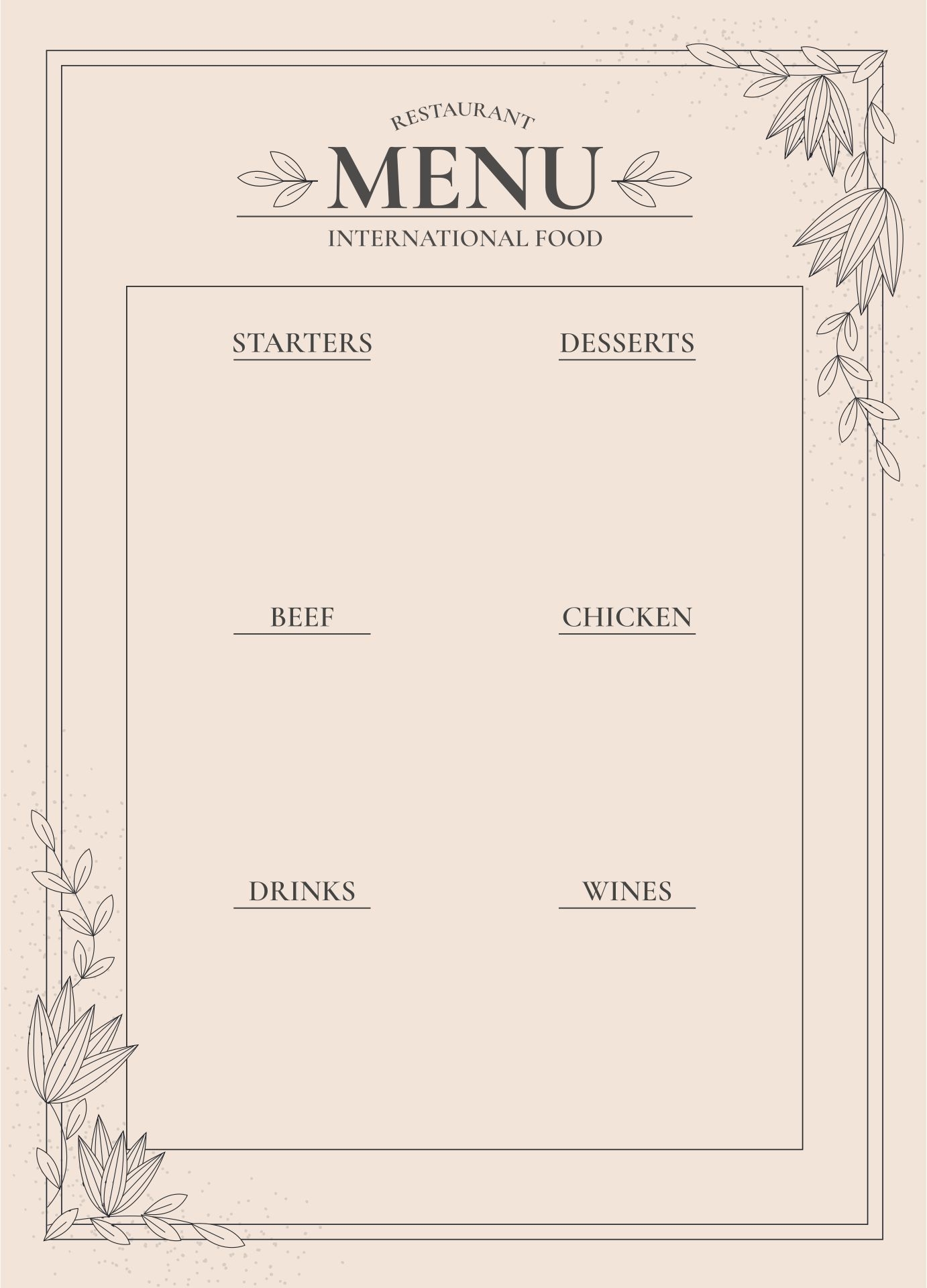 Blank Restaurant Menus 10 Free PDF Printables Printablee