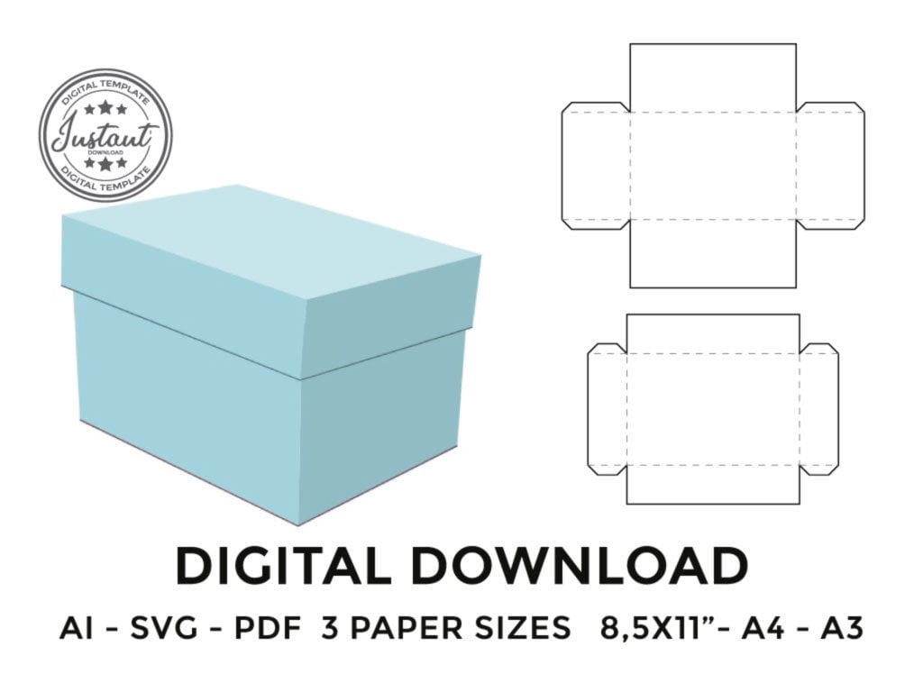 Box With Lid Template Rectangular Box With Lid Gift Box With Lid Storage Box With Lid SVG PDF Cricut Silhouette 8 5x11 A4 A3 Etsy Sweden