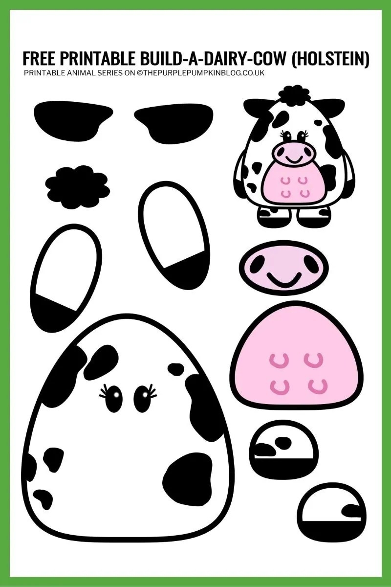 Build A Cow Holstein Dairy Cow Bull Free Printable Templates 