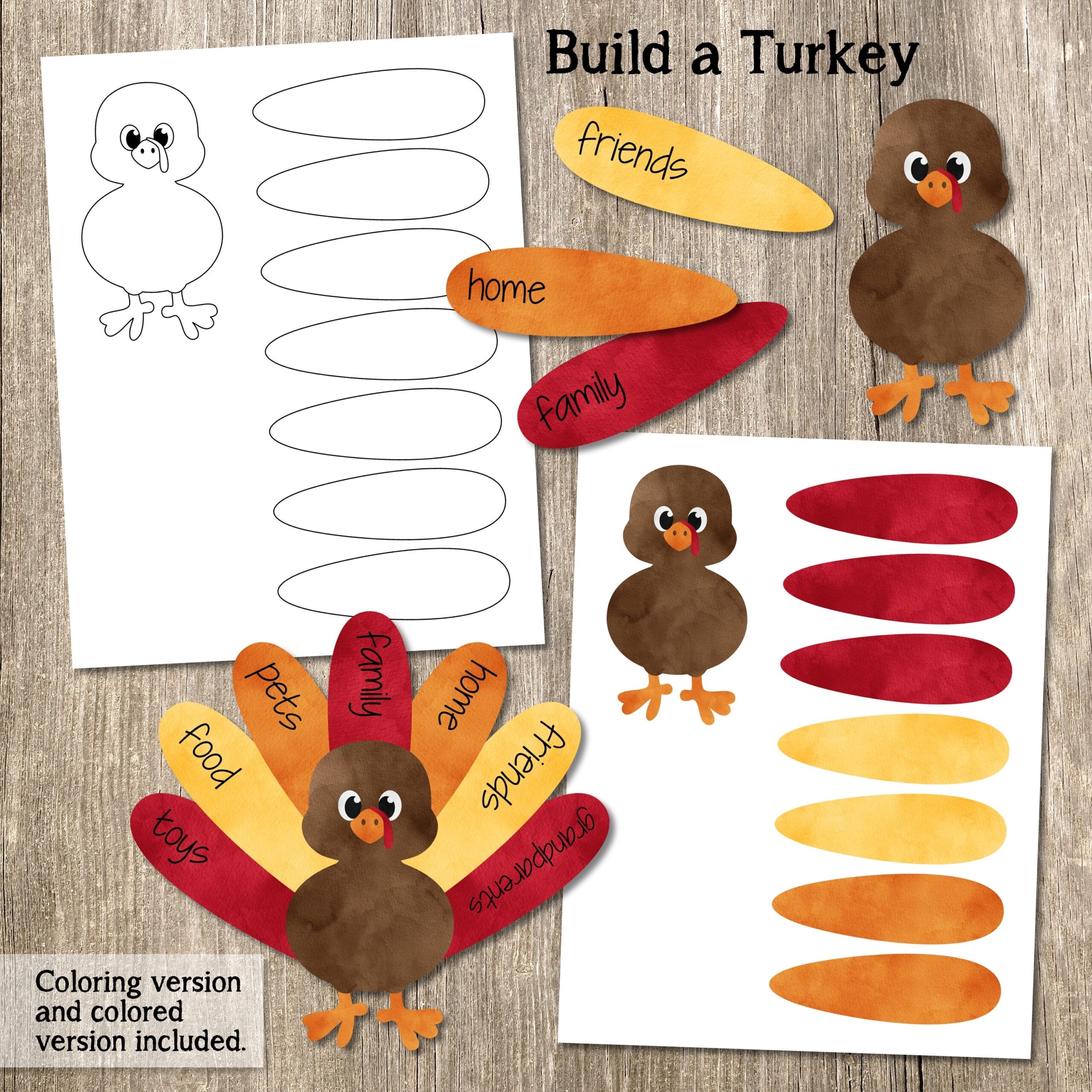 printable turkey craft template