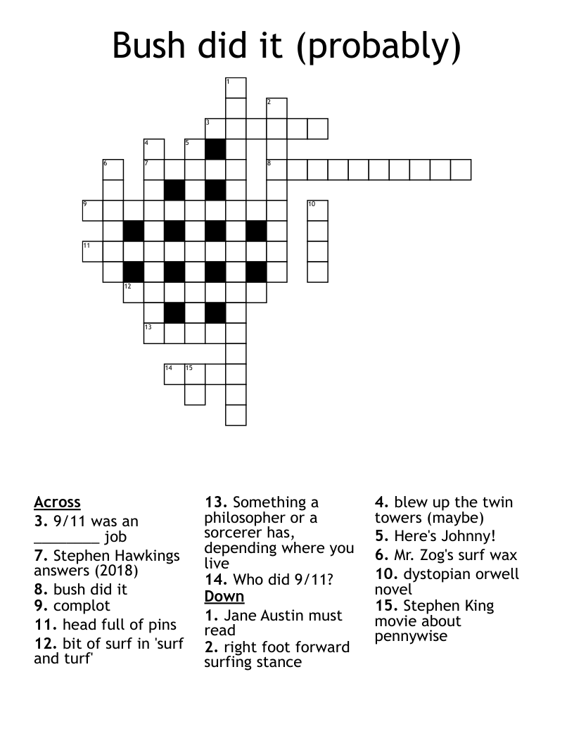 Bush Did It probably Crossword WordMint