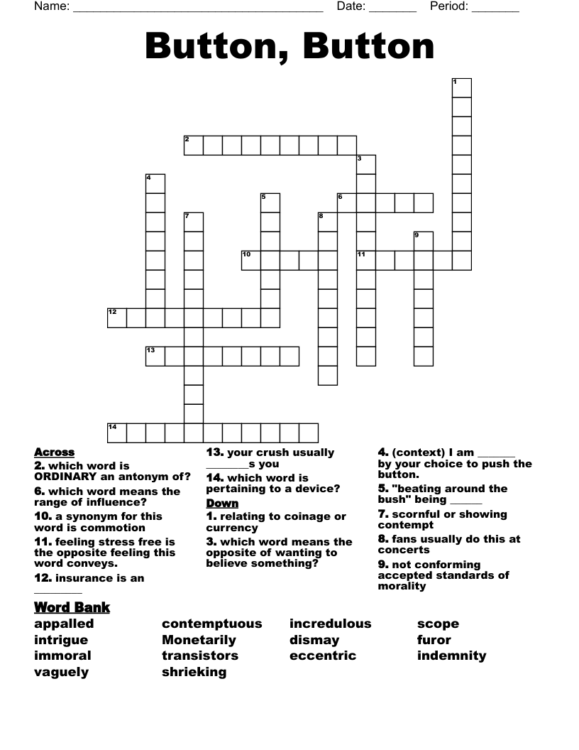 Button Button Crossword WordMint