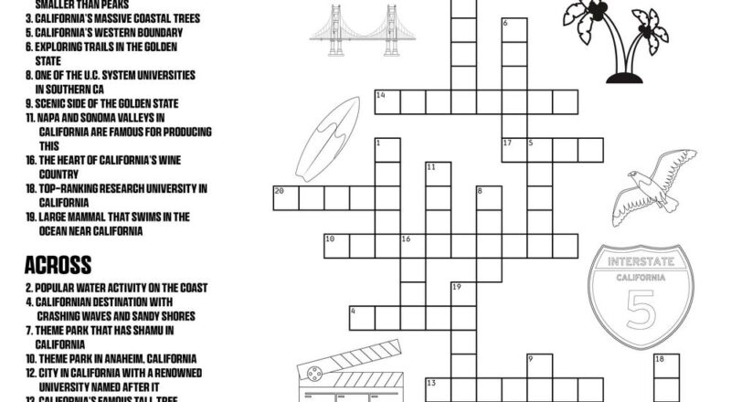 California Crossword Puzzle Beeloo Printable Crafts And Activities For Kids