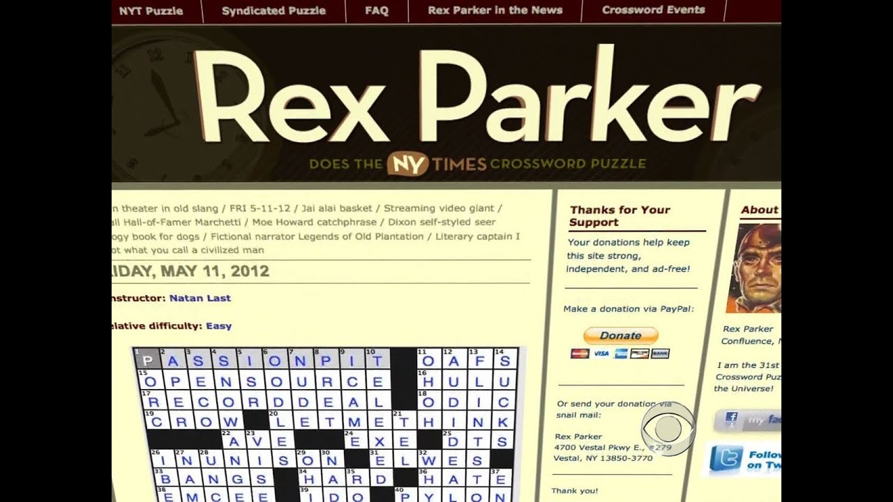 CBS Evening News With Scott Pelley Rex Parker Puzzle Fanatic Behind The Crossword Blog YouTube