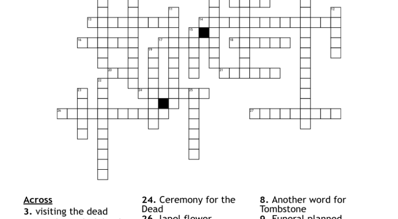 Cemetery And Mortuary Crossword WordMint