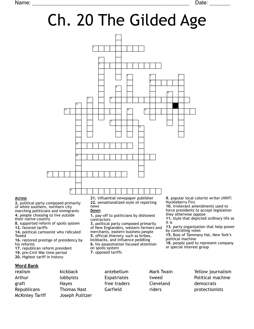 Ch 20 The Gilded Age Crossword WordMint Ch 20 The Gilded Age Crossword WordMint