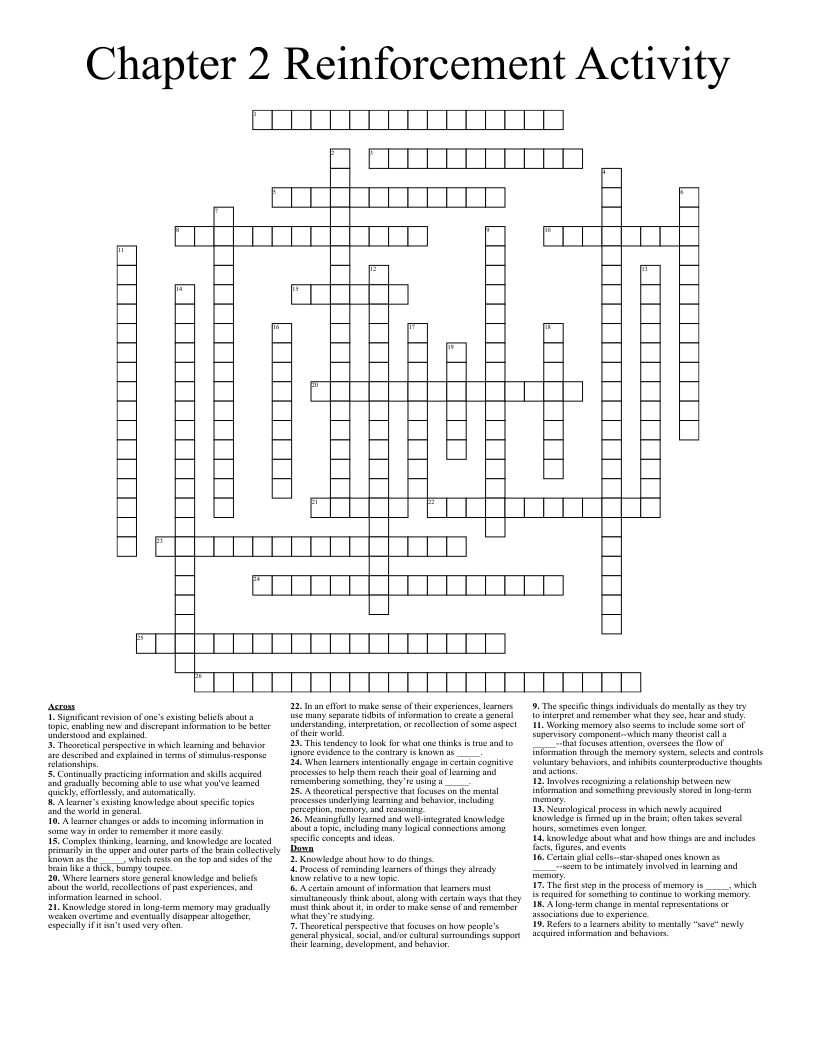 Chapter 2 Reinforcement Activity Crossword WordMint Chapter 2 Reinforcement Activity Crossword WordMint