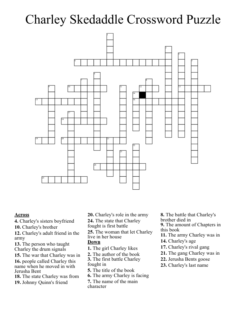 Charley Skedaddle Crossword Puzzle WordMint
