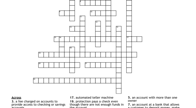 Checking Accounts Crossword WordMint