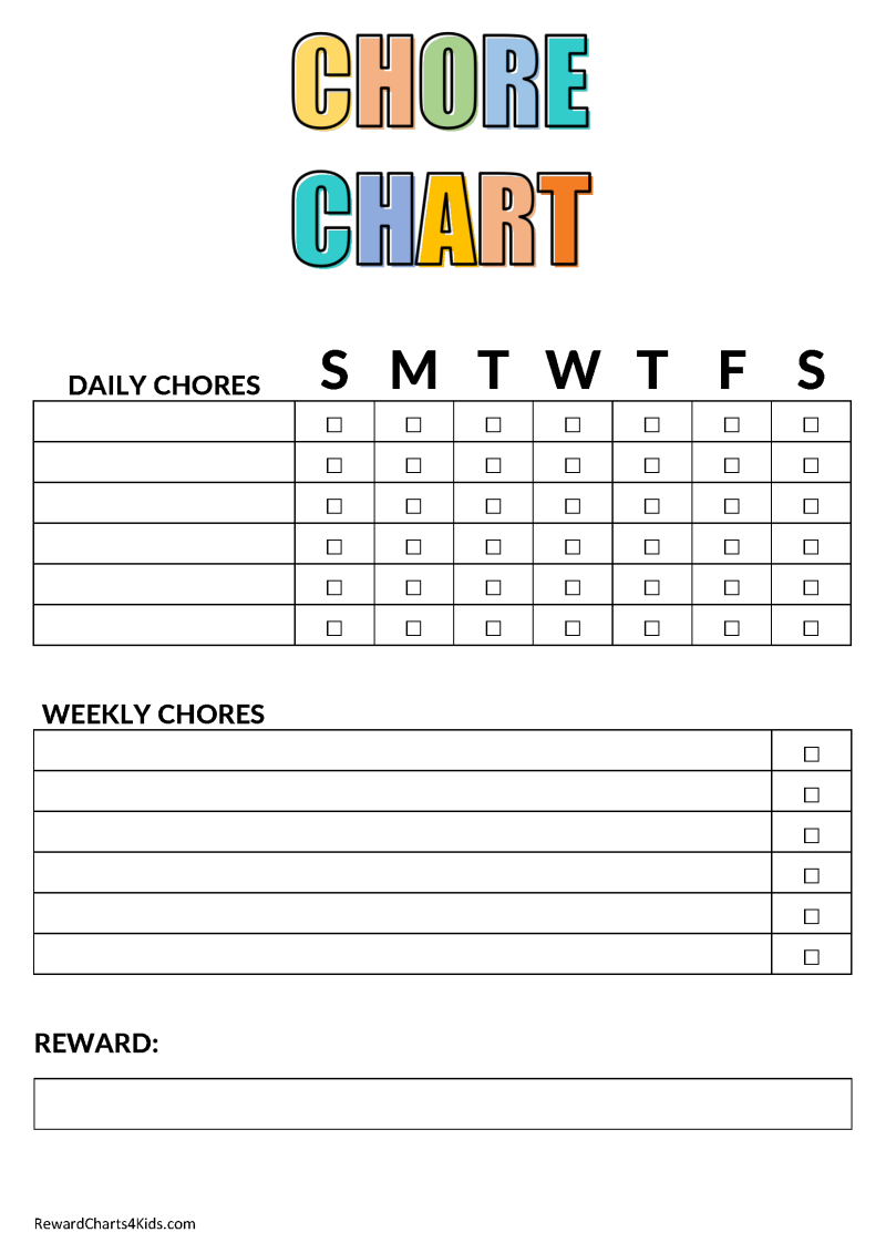 free printable chore chart templates