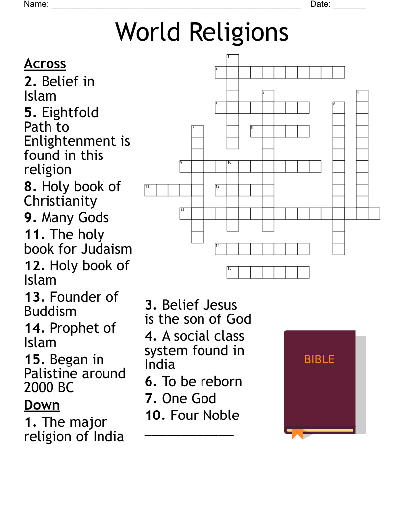 Christian Beliefs Crossword WordMint